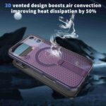 For iPhone 17 Pro kalebol Honeycomb Cooling MagSafe Holder Phone Case(Purple) - Image 7