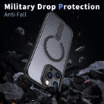 For iPhone 16 Pro kalebol Honeycomb Cooling MagSafe Holder Phone Case(Black) - Image 3