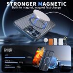 For iPhone 16 Pro kalebol Honeycomb Cooling MagSafe Holder Phone Case(Blue) - Image 2