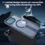 For iPhone 16 Pro kalebol Honeycomb Cooling MagSafe Holder Phone Case(Blue) - Image 7