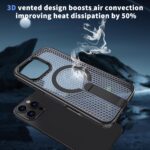 For iPhone 16 Plus kalebol Honeycomb Cooling MagSafe Holder Phone Case(Black) - Image 7