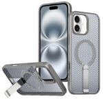 For iPhone 16 Plus kalebol Honeycomb Cooling MagSafe Holder Phone Case(Titanium Grey)