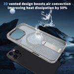 For iPhone 16 Plus kalebol Honeycomb Cooling MagSafe Holder Phone Case(Titanium Grey) - Image 7