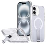 For iPhone 16 Plus kalebol Honeycomb Cooling MagSafe Holder Phone Case(Frosted Transparent)