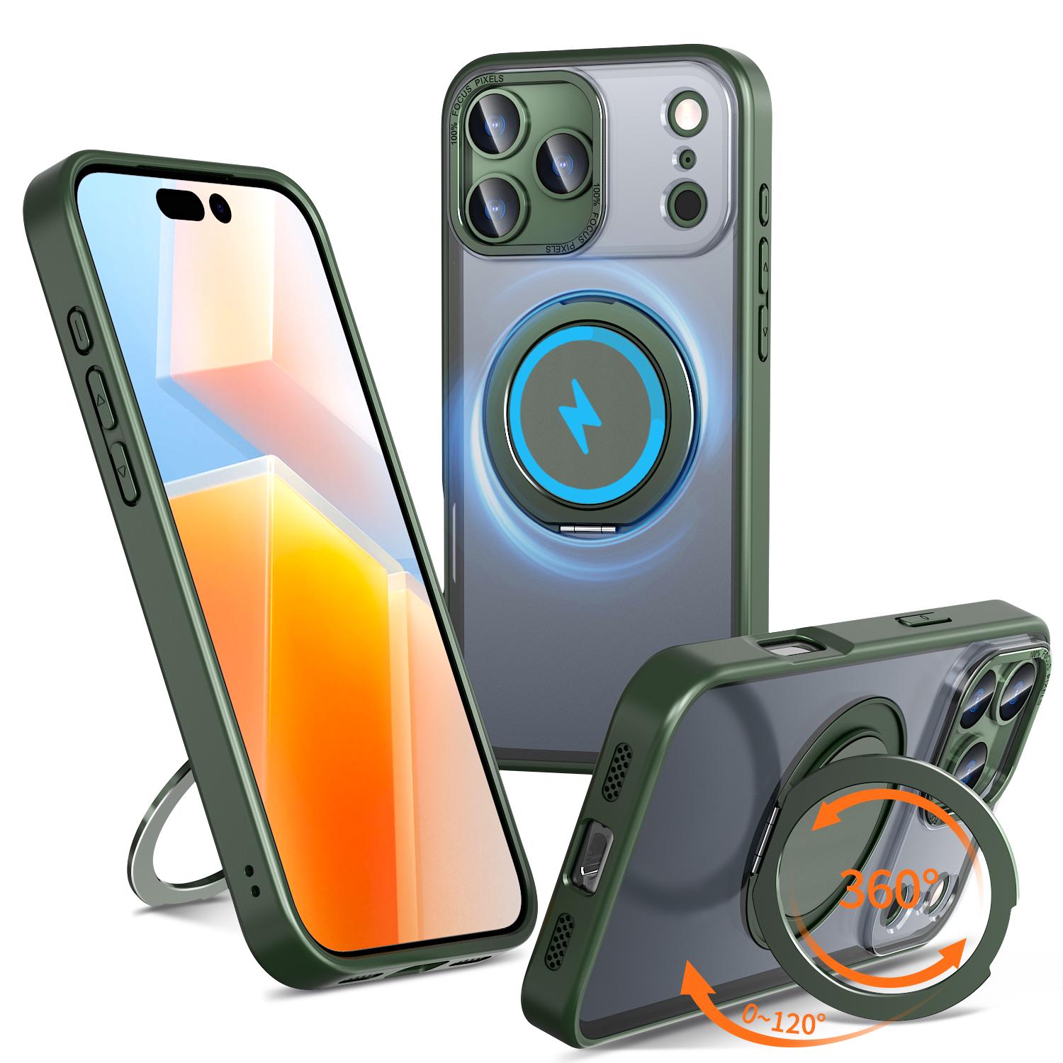 EDA008486602B.jpg For iPhone 17 Pro Kalebol 360-degree Rotating MagSafe Magnetic Holder Phone Case(Green) - Image 1