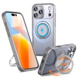 For iPhone 17 Pro Kalebol 360-degree Rotating MagSafe Magnetic Holder Phone Case(Titanium Grey)