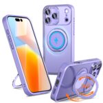 For iPhone 17 Pro Kalebol 360-degree Rotating MagSafe Magnetic Holder Phone Case(Light Purple)