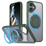 For iPhone 16 Plus Kalebol 360-degree Rotating MagSafe Magnetic Holder Phone Case(Green)