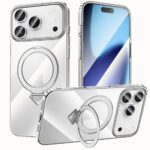 For iPhone 17 Pro SULADA Electroplated Transparent MagSafe Holder Phone Case(Silver)