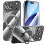 For iPhone 17 Pro SULADA Electroplated Transparent MagSafe Holder Phone Case(Black)