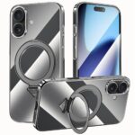 For iPhone 17 SULADA Electroplated Transparent MagSafe Holder Phone Case(Black)