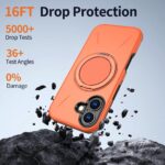 For iPhone 16 Metal Rotation Holder MagSafe TPU Hybrid PC Phone Case(Orange) - Image 4
