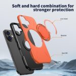 For iPhone 16 Metal Rotation Holder MagSafe TPU Hybrid PC Phone Case(Orange) - Image 6