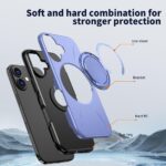 For iPhone 16 Metal Rotation Holder MagSafe TPU Hybrid PC Phone Case(Purple) - Image 6