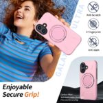 For iPhone 16 Metal Rotation Holder MagSafe TPU Hybrid PC Phone Case(Pink) - Image 3