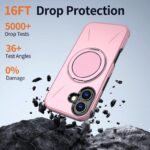For iPhone 16 Metal Rotation Holder MagSafe TPU Hybrid PC Phone Case(Pink) - Image 4