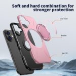 For iPhone 16 Metal Rotation Holder MagSafe TPU Hybrid PC Phone Case(Pink) - Image 6