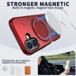 For iPhone 16 Metal Rotation Holder MagSafe TPU Hybrid PC Phone Case(Red) - Image 2