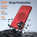 For iPhone 16 Metal Rotation Holder MagSafe TPU Hybrid PC Phone Case(Red) - Image 4