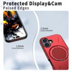 For iPhone 16 Metal Rotation Holder MagSafe TPU Hybrid PC Phone Case(Red) - Image 5