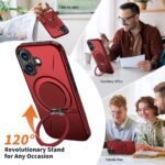 For iPhone 16 Metal Rotation Holder MagSafe TPU Hybrid PC Phone Case(Red) - Image 7