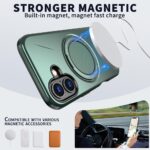 For iPhone 16 Metal Rotation Holder MagSafe TPU Hybrid PC Phone Case(Grey Green) - Image 2