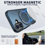 For iPhone 16 Metal Rotation Holder MagSafe TPU Hybrid PC Phone Case(Navy Blue) - Image 2