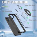 For iPhone 16 Rotating Ring Magnetic Holder Phone Case(Black) - Image 4