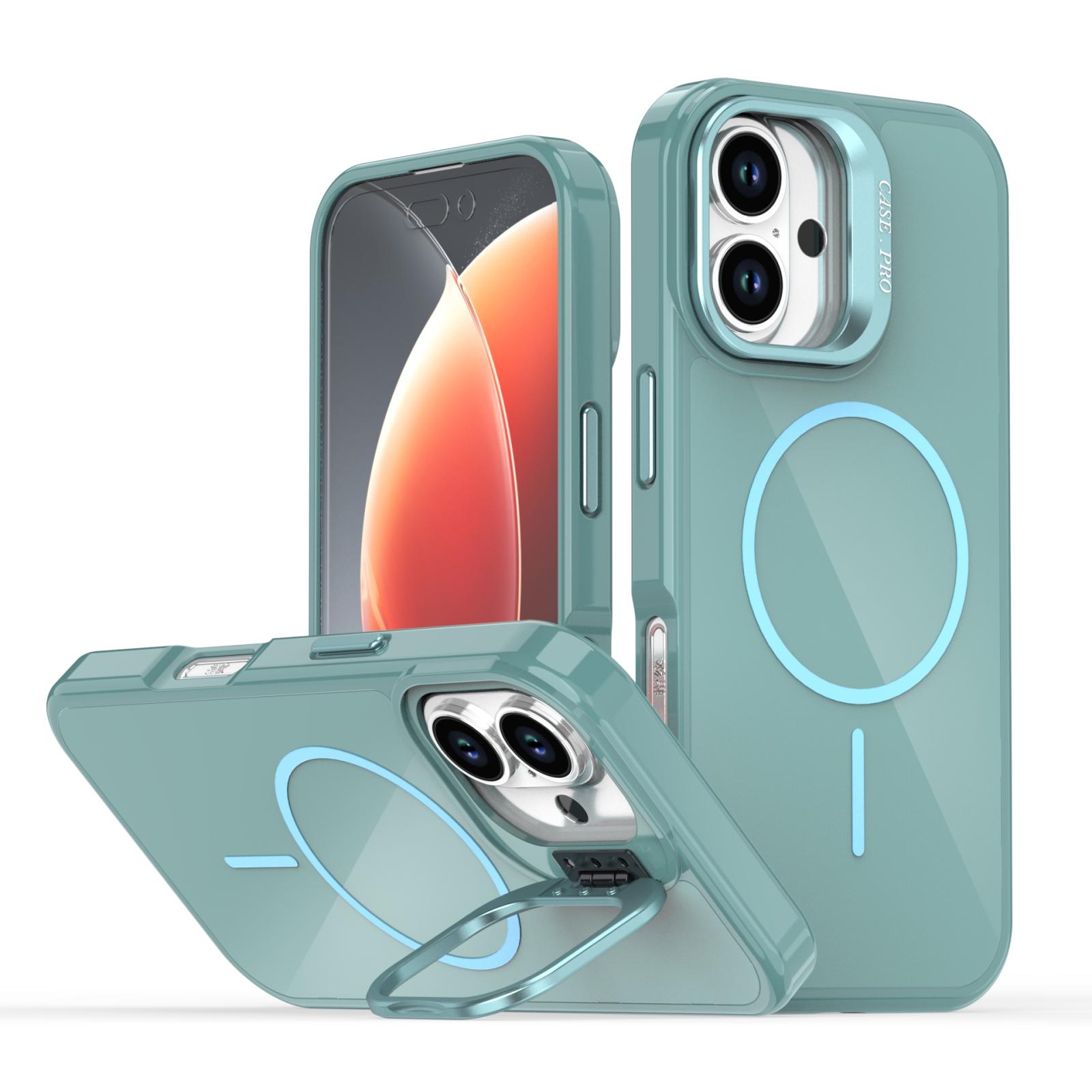 EDA008579605A.jpg For iPhone 16 Bright Color Imitation Camera Bracket Magsafe Phone Case(Riptide Blue) - Image 1