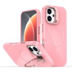 For iPhone 16 Bright Color Imitation Camera Bracket Magsafe Phone Case(Pink)