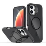 For iPhone 16 Bright Color Imitation Camera Bracket Magsafe Phone Case(Midnight Black)