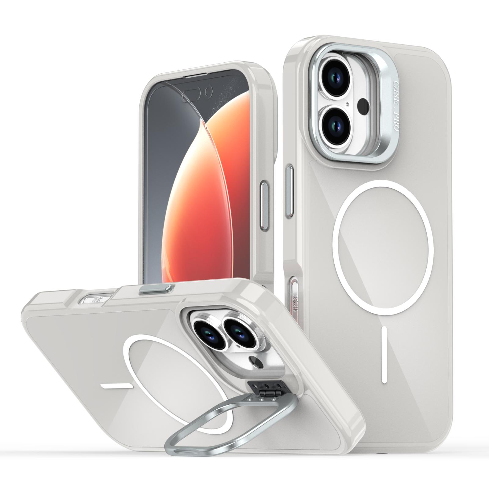 EDA008579605D.jpg For iPhone 16 Bright Color Imitation Camera Bracket Magsafe Phone Case(Summit Stone) - Image 1