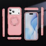 For iPhone 17 Pro Max Skin Feel Translucent PC Gear Holder C MagSafe Phone Case(Bright Pink + Pink) - Image 2