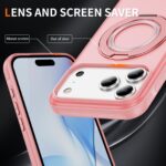 For iPhone 17 Pro Max Skin Feel Translucent PC Gear Holder C MagSafe Phone Case(Bright Pink + Pink) - Image 4