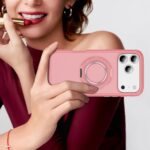 For iPhone 17 Pro Max Skin Feel Translucent PC Gear Holder C MagSafe Phone Case(Bright Pink + Pink) - Image 8