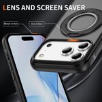 For iPhone 17 Pro Max Skin Feel Translucent PC Gear Holder C MagSafe Phone Case(Bright Grey + Black) - Image 4