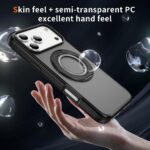 For iPhone 17 Pro Max Skin Feel Translucent PC Gear Holder C MagSafe Phone Case(Bright Grey + Black) - Image 6