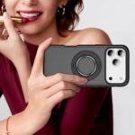 For iPhone 17 Pro Max Skin Feel Translucent PC Gear Holder C MagSafe Phone Case(Bright Grey + Black) - Image 8