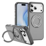 For iPhone 17 Pro Max Skin Feel Translucent PC Gear Holder C MagSafe Phone Case(Bright Grey+Grey)