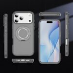 For iPhone 17 Pro Max Skin Feel Translucent PC Gear Holder C MagSafe Phone Case(Bright Grey+Grey) - Image 2