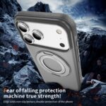 For iPhone 17 Pro Max Skin Feel Translucent PC Gear Holder C MagSafe Phone Case(Bright Grey+Grey) - Image 5