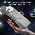 For iPhone 17 Pro Max Skin Feel Translucent PC Gear Holder C MagSafe Phone Case(Bright Grey+Grey) - Image 6