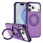 For iPhone 17 Pro Max Skin Feel Translucent PC Gear Holder C MagSafe Phone Case(Bright Purple + Purple)