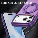 For iPhone 17 Pro Max Skin Feel Translucent PC Gear Holder C MagSafe Phone Case(Bright Purple + Purple) - Image 4