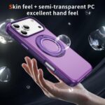 For iPhone 17 Pro Max Skin Feel Translucent PC Gear Holder C MagSafe Phone Case(Bright Purple + Purple) - Image 6