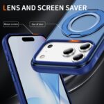 For iPhone 17 Pro Max Skin Feel Translucent PC Gear Holder C MagSafe Phone Case(Transparent Blue + Royal Blue) - Image 4
