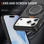 For iPhone 17 Pro Max Carbon Fiber Gear Holder C Type MagSafe Phone Case(Black) - Image 4