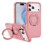 For iPhone 17 Pro Max Carbon Fiber Gear Holder C Type MagSafe Phone Case(Bright Pink + Pink)