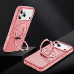 For iPhone 17 Pro Max Carbon Fiber Gear Holder C Type MagSafe Phone Case(Bright Pink + Pink) - Image 3