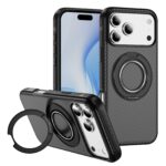 For iPhone 17 Pro Max Carbon Fiber Gear Holder C Type MagSafe Phone Case(Bright Grey + Black)